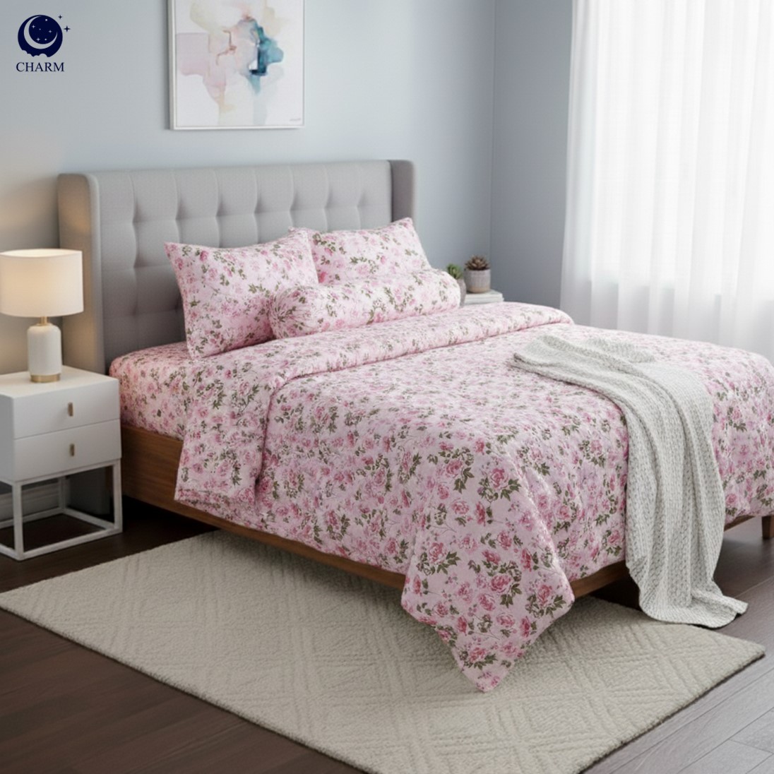 ชุดผ้าปูที่นอน 3.5 ฟุต 4 ชิ้น CHARM รุ่น CLASSIC ลาย ROSE GARDEN_1